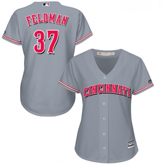 Womens Majestic Cincinnati Reds 37 Scott Feldman Replica Grey Road Cool Base MLB Jersey Womens Majestic Cincinnati Reds 37 Scott Feldman Replica Grey Road Cool Base MLB Jersey