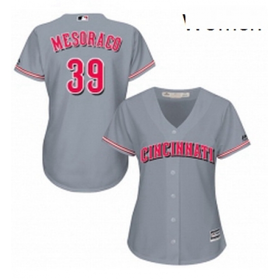 Womens Majestic Cincinnati Reds 39 Devin Mesoraco Replica Grey Road Cool Base MLB Jersey Womens Majestic Cincinnati Reds 39 Devin Mesoraco Replica Grey Road Cool Base MLB Jersey