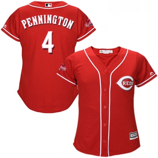 Womens Majestic Cincinnati Reds 4 Cliff Pennington Authentic Red Alternate Cool Base MLB Jersey Womens Majestic Cincinnati Reds 4 Cliff Pennington Authentic Red Alternate Cool Base MLB Jersey