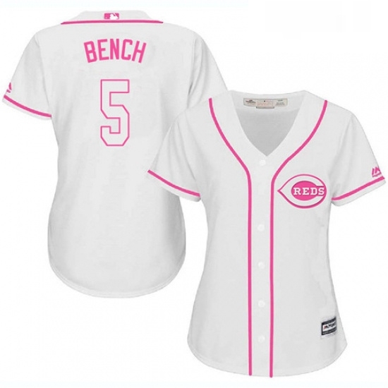 Womens Majestic Cincinnati Reds 5 Johnny Bench Replica White Fashion Cool Base MLB Jersey Womens Majestic Cincinnati Reds 5 Johnny Bench Replica White Fashion Cool Base MLB Jersey