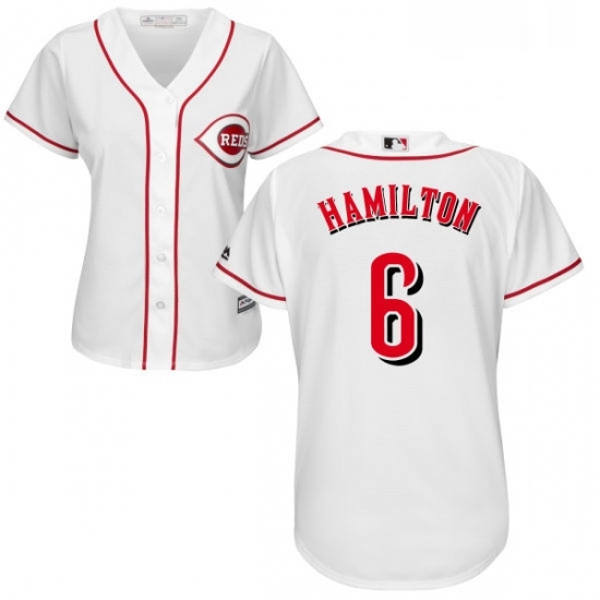 Womens Majestic Cincinnati Reds 6 Billy Hamilton Authentic White Home Cool Base MLB Jersey Womens Majestic Cincinnati Reds 6 Billy Hamilton Authentic White Home Cool Base MLB Jersey