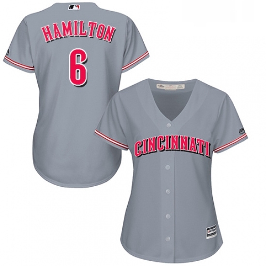 Womens Majestic Cincinnati Reds 6 Billy Hamilton Replica Grey Road Cool Base MLB Jersey Womens Majestic Cincinnati Reds 6 Billy Hamilton Replica Grey Road Cool Base MLB Jersey