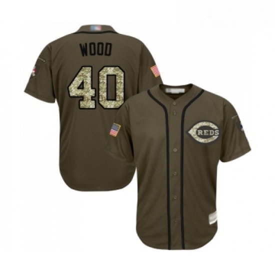 Youth Cincinnati Reds 40 Alex Wood Authentic Green Salute to Service Baseball Jersey Youth Cincinnati Reds 40 Alex Wood Authentic Green Salute to Service Baseball Jersey
