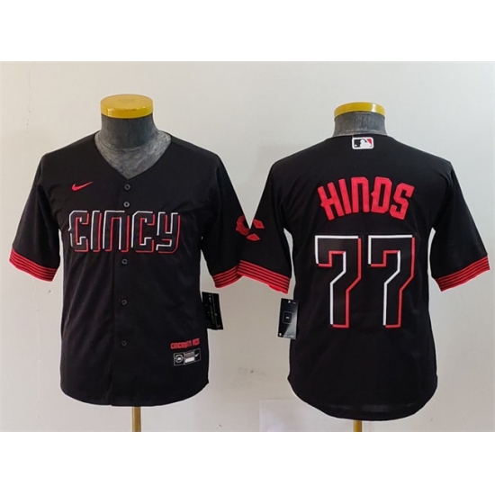 Youth Cincinnati Reds 77 Rece Hinds Black 2023 City Connect Stitched Baseball Jersey Youth Cincinnati Reds 77 Rece Hinds Black 2023 City Connect Stitched Baseball Jersey