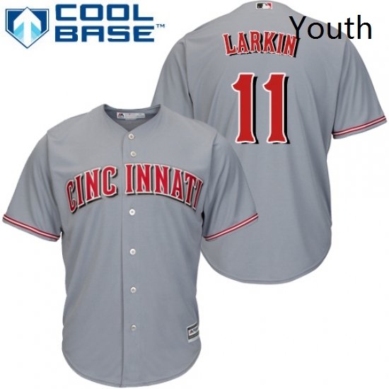 Youth Majestic Cincinnati Reds 11 Barry Larkin Replica Grey Road Cool Base MLB Jersey Youth Majestic Cincinnati Reds 11 Barry Larkin Replica Grey Road Cool Base MLB Jersey
