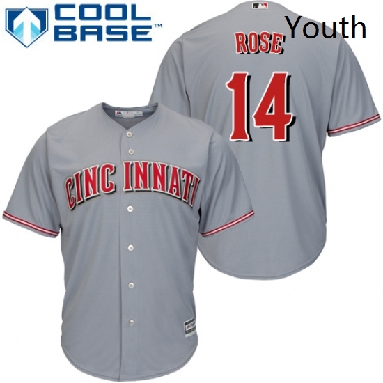 Youth Majestic Cincinnati Reds 14 Pete Rose Replica Grey Road Cool Base MLB Jersey Youth Majestic Cincinnati Reds 14 Pete Rose Replica Grey Road Cool Base MLB Jersey