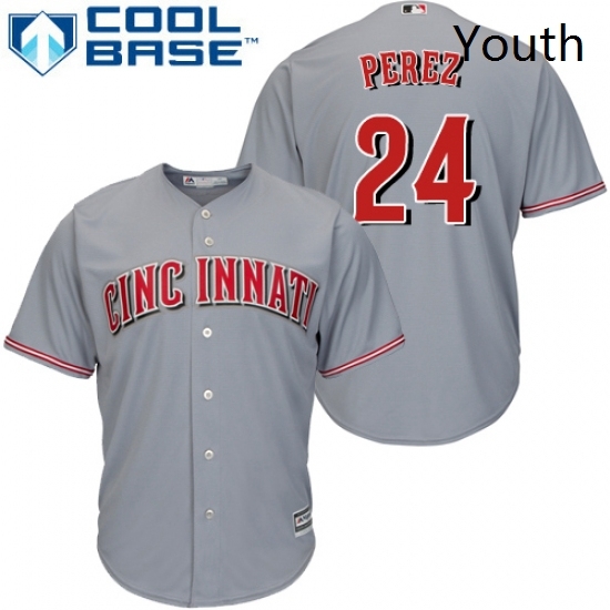 Youth Majestic Cincinnati Reds 24 Tony Perez Replica Grey Road Cool Base MLB Jersey Youth Majestic Cincinnati Reds 24 Tony Perez Replica Grey Road Cool Base MLB Jersey