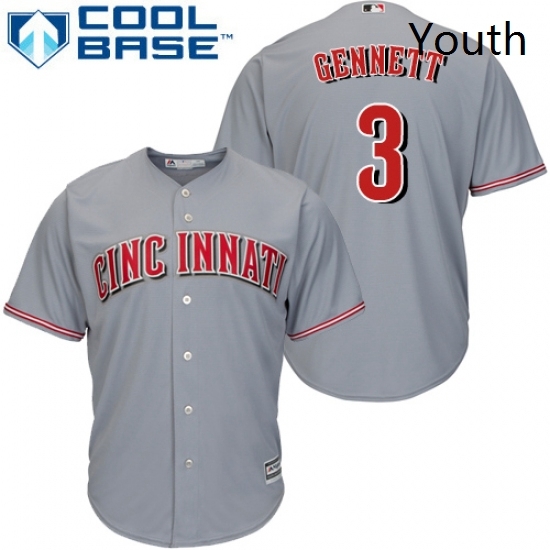 Youth Majestic Cincinnati Reds 3 Scooter Gennett Authentic Grey Road Cool Base MLB Jersey Youth Majestic Cincinnati Reds 3 Scooter Gennett Authentic Grey Road Cool Base MLB Jersey
