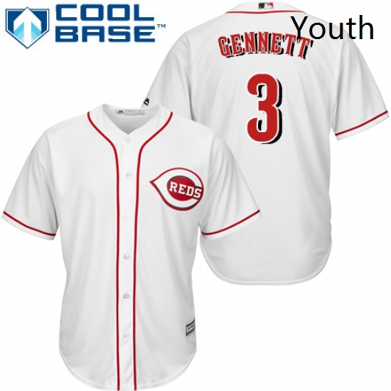 Youth Majestic Cincinnati Reds 3 Scooter Gennett Authentic White Home Cool Base MLB Jersey Youth Majestic Cincinnati Reds 3 Scooter Gennett Authentic White Home Cool Base MLB Jersey