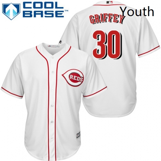 Youth Majestic Cincinnati Reds 30 Ken Griffey Replica White Home Cool Base MLB Jersey Youth Majestic Cincinnati Reds 30 Ken Griffey Replica White Home Cool Base MLB Jersey