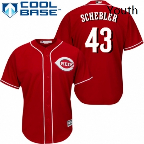 Youth Majestic Cincinnati Reds 43 Scott Schebler Replica Red Alternate Cool Base MLB Jersey Youth Majestic Cincinnati Reds 43 Scott Schebler Replica Red Alternate Cool Base MLB Jersey