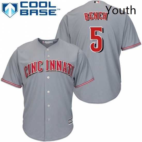 Youth Majestic Cincinnati Reds 5 Johnny Bench Authentic Grey Road Cool Base MLB Jersey Youth Majestic Cincinnati Reds 5 Johnny Bench Authentic Grey Road Cool Base MLB Jersey