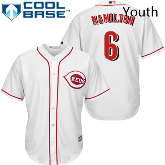 Youth Majestic Cincinnati Reds 6 Billy Hamilton Replica White Home Cool Base MLB Jersey Youth Majestic Cincinnati Reds 6 Billy Hamilton Replica White Home Cool Base MLB Jersey