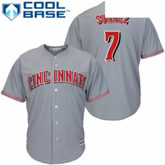 Youth Majestic Cincinnati Reds 7 Eugenio Suarez Authentic Grey Road Cool Base MLB Jersey Youth Majestic Cincinnati Reds 7 Eugenio Suarez Authentic Grey Road Cool Base MLB Jersey
