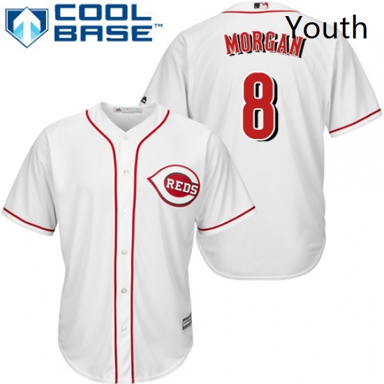 Youth Majestic Cincinnati Reds 8 Joe Morgan Authentic White Home Cool Base MLB Jersey Youth Majestic Cincinnati Reds 8 Joe Morgan Authentic White Home Cool Base MLB Jersey
