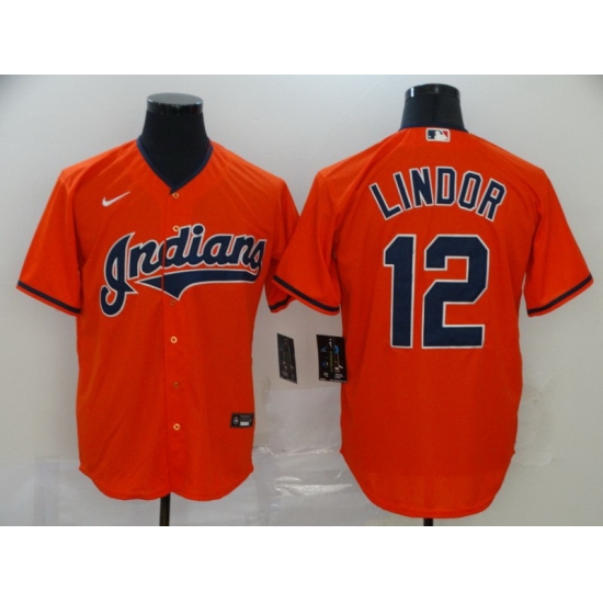 Indians 12 Francisco Lindor Orange 2020 Nike Cool Base Jersey Indians 12 Francisco Lindor Orange 2020 Nike Cool Base Jersey