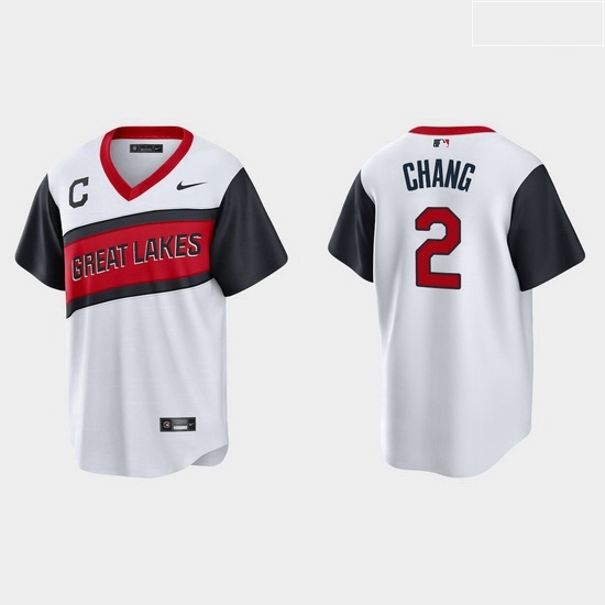 Men Cleveland Indians 2 Yu Chang Men Nike White 2021 Little League Class Game MLB Jersey