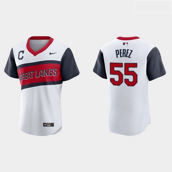 Men Cleveland Indians 55 Roberto Perez Men Nike White 2021 Little League Class Authentic MLB Jersey Men Cleveland Indians 55 Roberto Perez Men Nike White 2021 Little League Class Authentic MLB Jersey