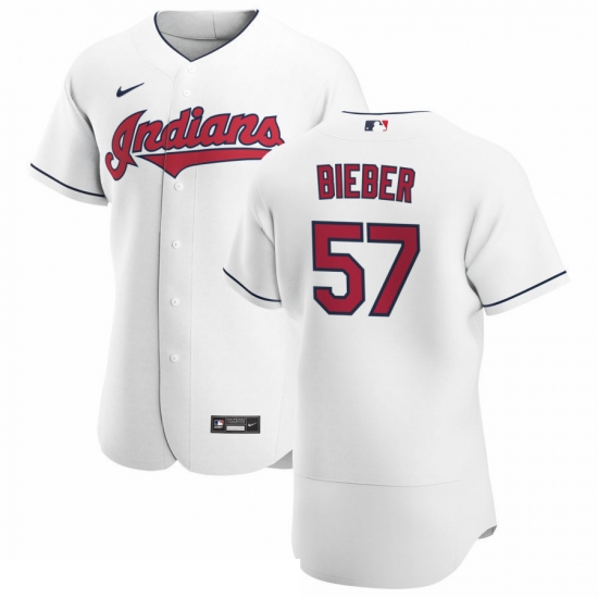 Men Cleveland Indians 57 Shane Bieber Men Nike White Home 2020 Flex Base Team MLB Jersey Men Cleveland Indians 57 Shane Bieber Men Nike White Home 2020 Flex Base Team MLB Jersey