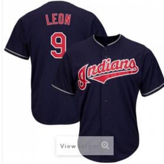 Men Indians 9 Sandy Leon Navy Cool Base Jersey Men Indians 9 Sandy Leon Navy Cool Base Jersey