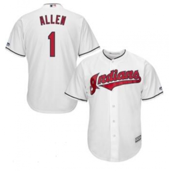 Men Indians Allen White Cool Base Jersey Men Indians Allen White Cool Base Jersey
