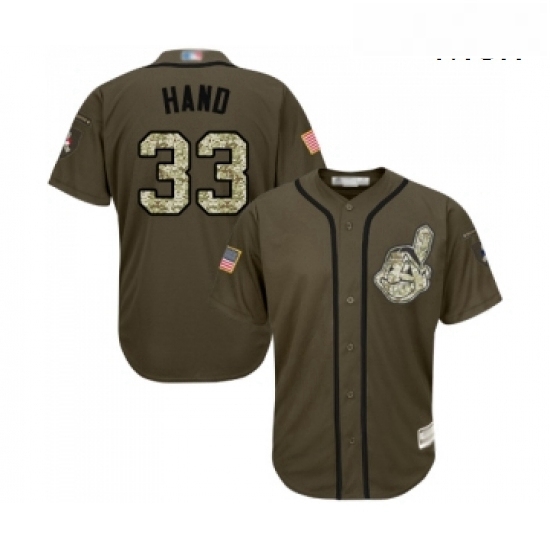 Mens Cleveland Indians 33 Brad Hand Authentic Green Salute to Service Baseball Jersey Mens Cleveland Indians 33 Brad Hand Authentic Green Salute to Service Baseball Jersey