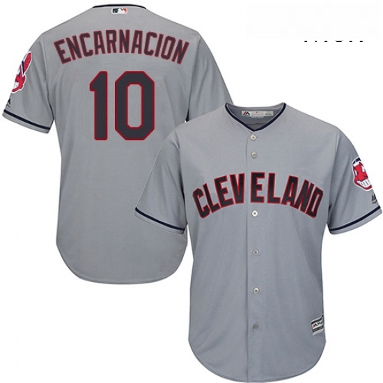 Mens Majestic Cleveland Indians 10 Edwin Encarnacion Replica Grey Road Cool Base MLB Jersey Mens Majestic Cleveland Indians 10 Edwin Encarnacion Replica Grey Road Cool Base MLB Jersey