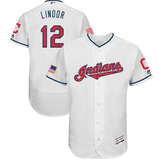 Mens Majestic Cleveland Indians 12 Francisco Lindor White Stars Stripes Collection 2018 World Series Jersey Flex Ba Mens Majestic Cleveland Indians 12 Francisco Lindor White Stars Stripes Collection 2018 World Series Jersey Flex Ba