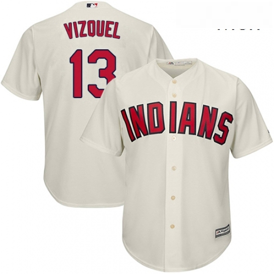 Mens Majestic Cleveland Indians 13 Omar Vizquel Replica Cream Alternate 2 Cool Base MLB Jersey Mens Majestic Cleveland Indians 13 Omar Vizquel Replica Cream Alternate 2 Cool Base MLB Jersey