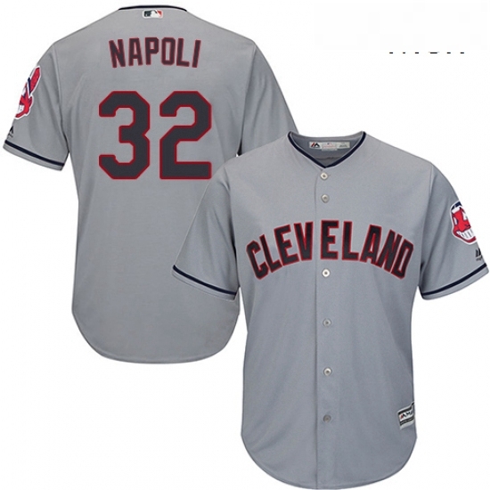 Mens Majestic Cleveland Indians 32 Mike Napoli Replica Grey Road Cool Base MLB Jersey Mens Majestic Cleveland Indians 32 Mike Napoli Replica Grey Road Cool Base MLB Jersey