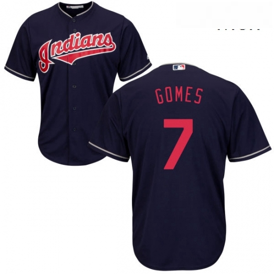 Mens Majestic Cleveland Indians 7 Yan Gomes Replica Navy Blue Alternate 1 Cool Base MLB Jersey Mens Majestic Cleveland Indians 7 Yan Gomes Replica Navy Blue Alternate 1 Cool Base MLB Jersey