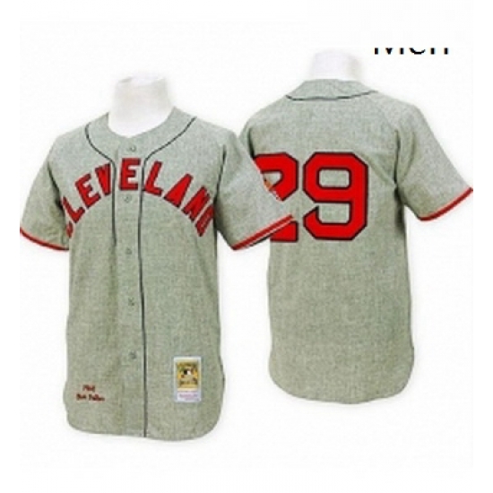 Mens Mitchell and Ness 1948 Cleveland Indians 29 Satchel Paige Authentic Grey Throwback MLB Jersey Mens Mitchell and Ness 1948 Cleveland Indians 29 Satchel Paige Authentic Grey Throwback MLB Jersey