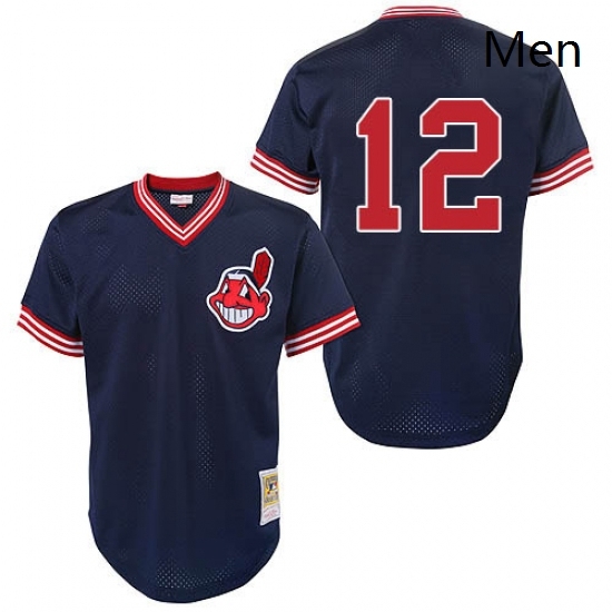 Mens Mitchell and Ness Cleveland Indians 12 Francisco Lindor Authentic Blue Throwback MLB Jersey Mens Mitchell and Ness Cleveland Indians 12 Francisco Lindor Authentic Blue Throwback MLB Jersey
