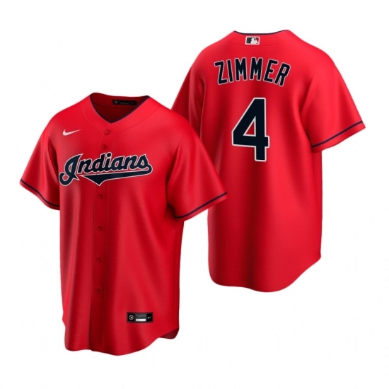 Mens Nike Cleveland Indians 4 Bradley Zimmer Red Alternate Stitched Baseball Jersey Mens Nike Cleveland Indians 4 Bradley Zimmer Red Alternate Stitched Baseball Jersey
