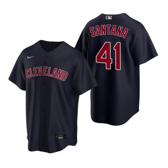 Mens Nike Cleveland Indians 41 Carlos Santana Navy Alternate Stitched Baseball Jerse Mens Nike Cleveland Indians 41 Carlos Santana Navy Alternate Stitched Baseball Jerse