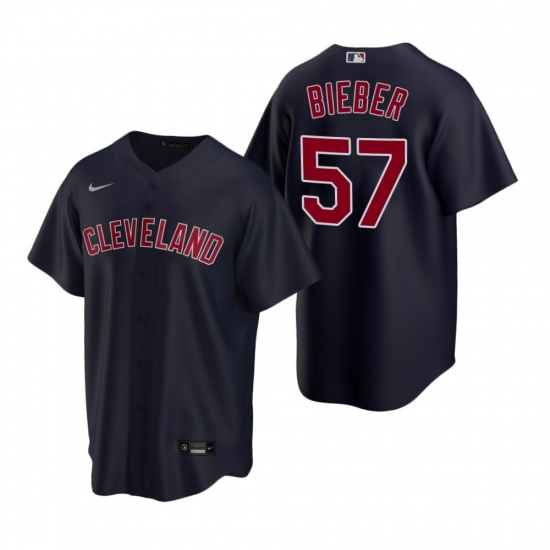 Mens Nike Cleveland Indians 57 Shane Bieber Navy Alternate Stitched Baseball Jersey Mens Nike Cleveland Indians 57 Shane Bieber Navy Alternate Stitched Baseball Jersey