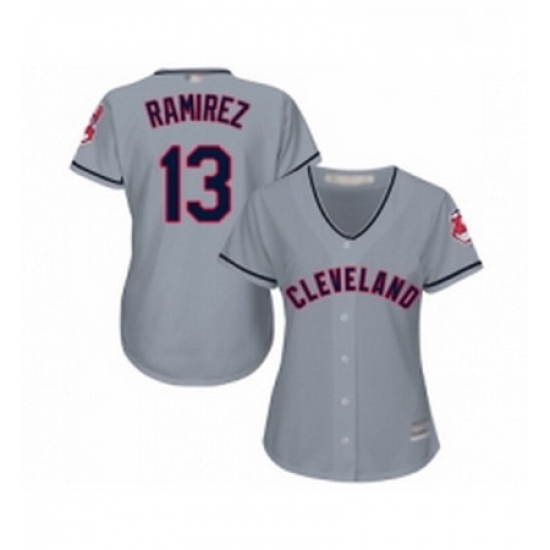 Womens Cleveland Indians 13 Hanley Ramirez Replica Grey Road Cool Base Baseball Jersey Womens Cleveland Indians 13 Hanley Ramirez Replica Grey Road Cool Base Baseball Jersey