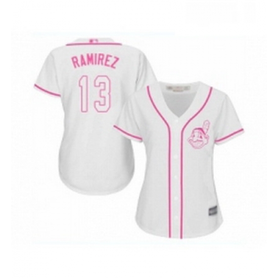 Womens Cleveland Indians 13 Hanley Ramirez Replica White Fashion Cool Base Baseball Jersey Womens Cleveland Indians 13 Hanley Ramirez Replica White Fashion Cool Base Baseball Jersey