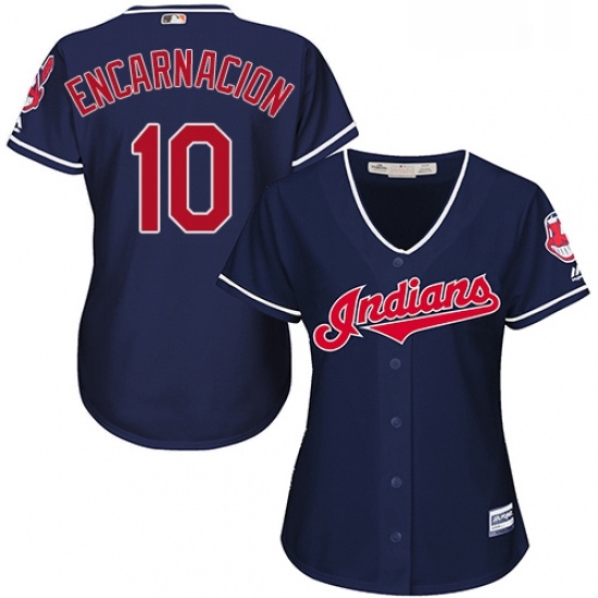 Womens Majestic Cleveland Indians 10 Edwin Encarnacion Authentic Navy Blue Alternate 1 Cool Base MLB Jersey Womens Majestic Cleveland Indians 10 Edwin Encarnacion Authentic Navy Blue Alternate 1 Cool Base MLB Jersey