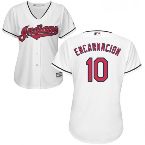 Womens Majestic Cleveland Indians 10 Edwin Encarnacion Replica White Home Cool Base MLB Jersey Womens Majestic Cleveland Indians 10 Edwin Encarnacion Replica White Home Cool Base MLB Jersey