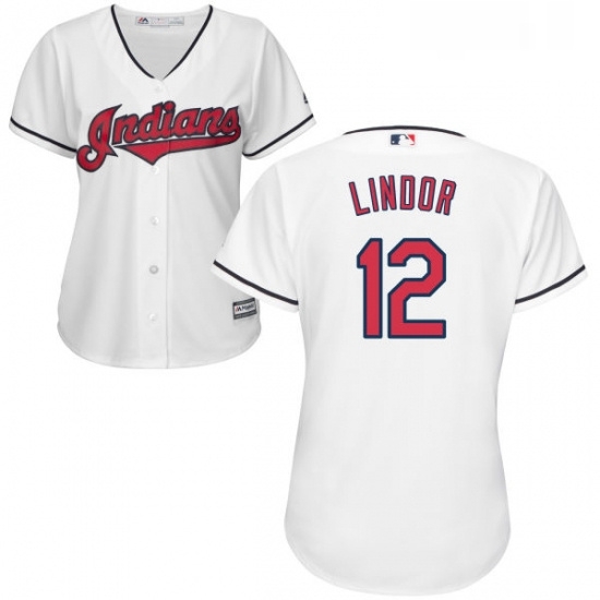 Womens Majestic Cleveland Indians 12 Francisco Lindor Authentic White Home Cool Base MLB Jersey Womens Majestic Cleveland Indians 12 Francisco Lindor Authentic White Home Cool Base MLB Jersey