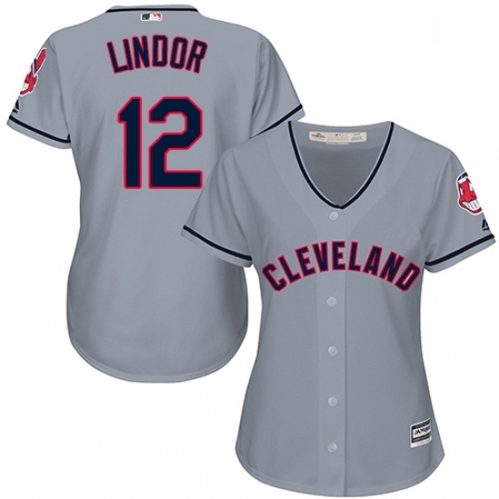 Womens Majestic Cleveland Indians 12 Francisco Lindor Replica Grey Road Cool Base MLB Jersey Womens Majestic Cleveland Indians 12 Francisco Lindor Replica Grey Road Cool Base MLB Jersey