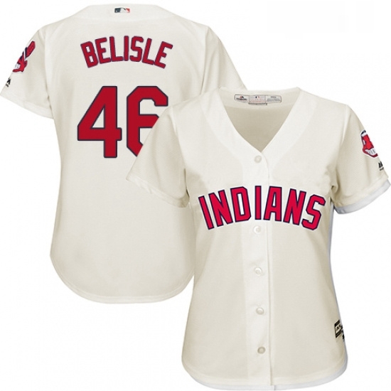 Womens Majestic Cleveland Indians 46 Matt Belisle Replica Cream Alternate 2 Cool Base MLB Jersey Womens Majestic Cleveland Indians 46 Matt Belisle Replica Cream Alternate 2 Cool Base MLB Jersey