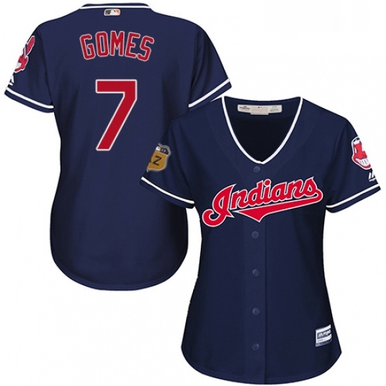 Womens Majestic Cleveland Indians 7 Yan Gomes Authentic Navy Blue Alternate 1 Cool Base MLB Jersey Womens Majestic Cleveland Indians 7 Yan Gomes Authentic Navy Blue Alternate 1 Cool Base MLB Jersey