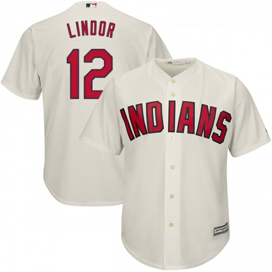 Youth Majestic Cleveland Indians 12 Francisco Lindor Authentic Cream Alternate 2 Cool Base MLB Jersey Youth Majestic Cleveland Indians 12 Francisco Lindor Authentic Cream Alternate 2 Cool Base MLB Jersey