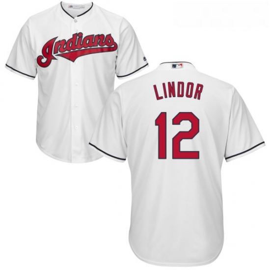 Youth Majestic Cleveland Indians 12 Francisco Lindor Authentic White Home Cool Base MLB Jersey Youth Majestic Cleveland Indians 12 Francisco Lindor Authentic White Home Cool Base MLB Jersey