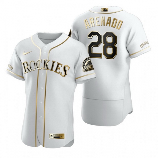 Colorado Rockies 28 Nolan Arenado White Nike Mens Authentic Golden Edition MLB Jersey Colorado Rockies 28 Nolan Arenado White Nike Mens Authentic Golden Edition MLB Jersey