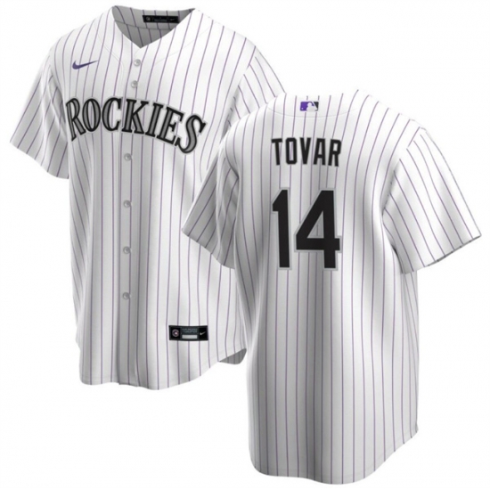 Men Colorado Rockies 14 Ezequiel Tovar White Cool Base Stitched Baseball Jersey Men Colorado Rockies 14 Ezequiel Tovar White Cool Base Stitched Baseball Jersey