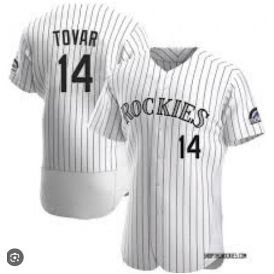 Men Colorado Rockies #14 Ezequiel Tovar White Flex Base Stitched MLB Jerseys Men Colorado Rockies #14 Ezequiel Tovar White Flex Base Stitched MLB Jerseys