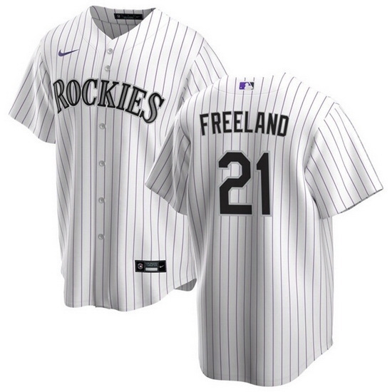 Men Colorado Rockies 21 Kyle Freeland White Stitched Baseball Jersey Men Colorado Rockies 21 Kyle Freeland White Stitched Baseball Jersey
